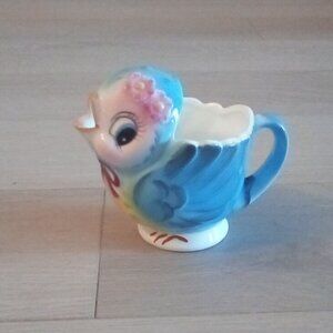 Vintage Lefton  Anthropomorphic Blue Bird Creamer